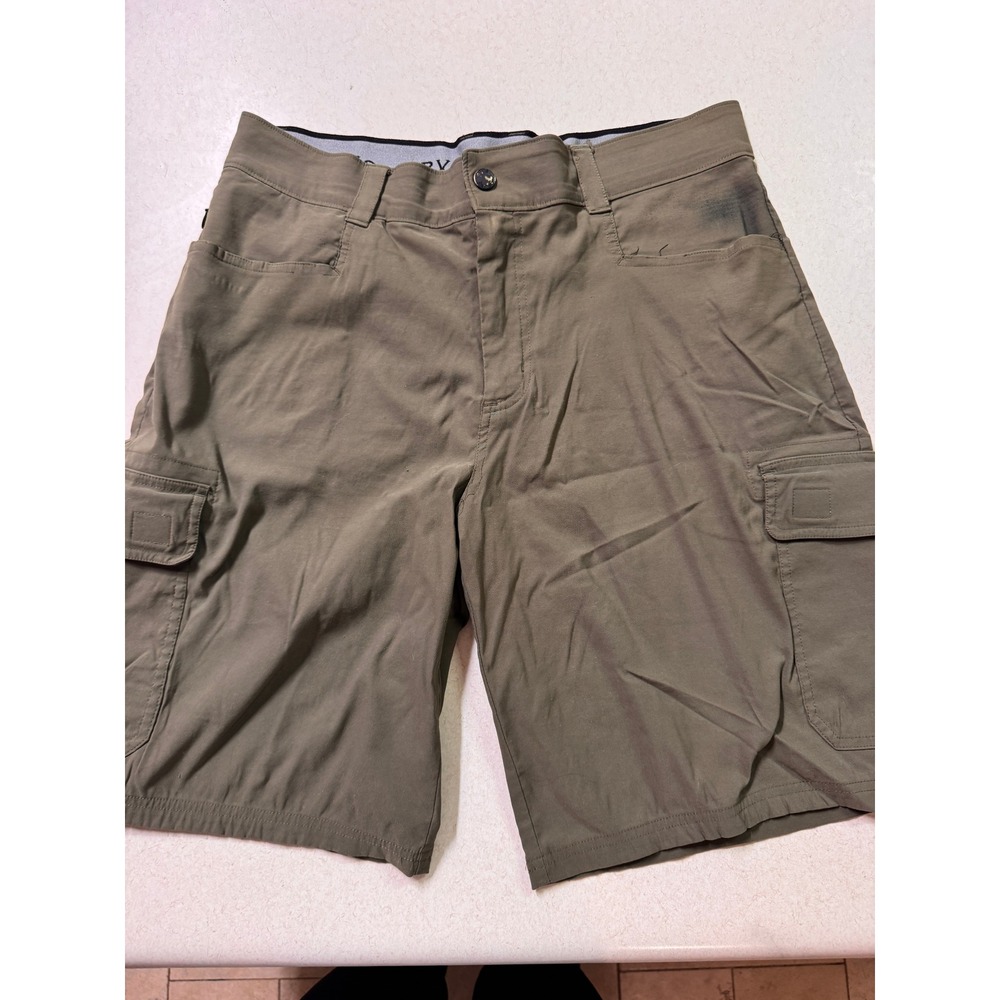Orvis Mens Cargo Shorts Olive Green Performance Hiking Fishing Size 34